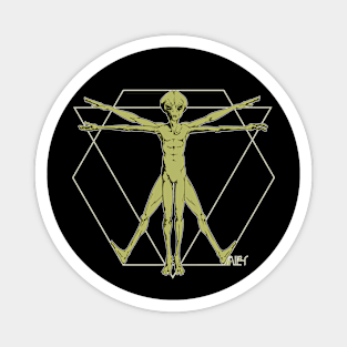 Vitruvian Alien Old Green Magnet